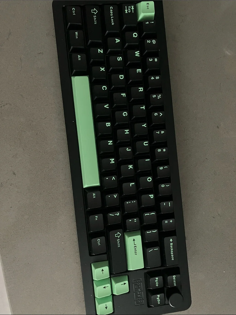 Black Mechanical Keyboard with Mint Green Accent Keys